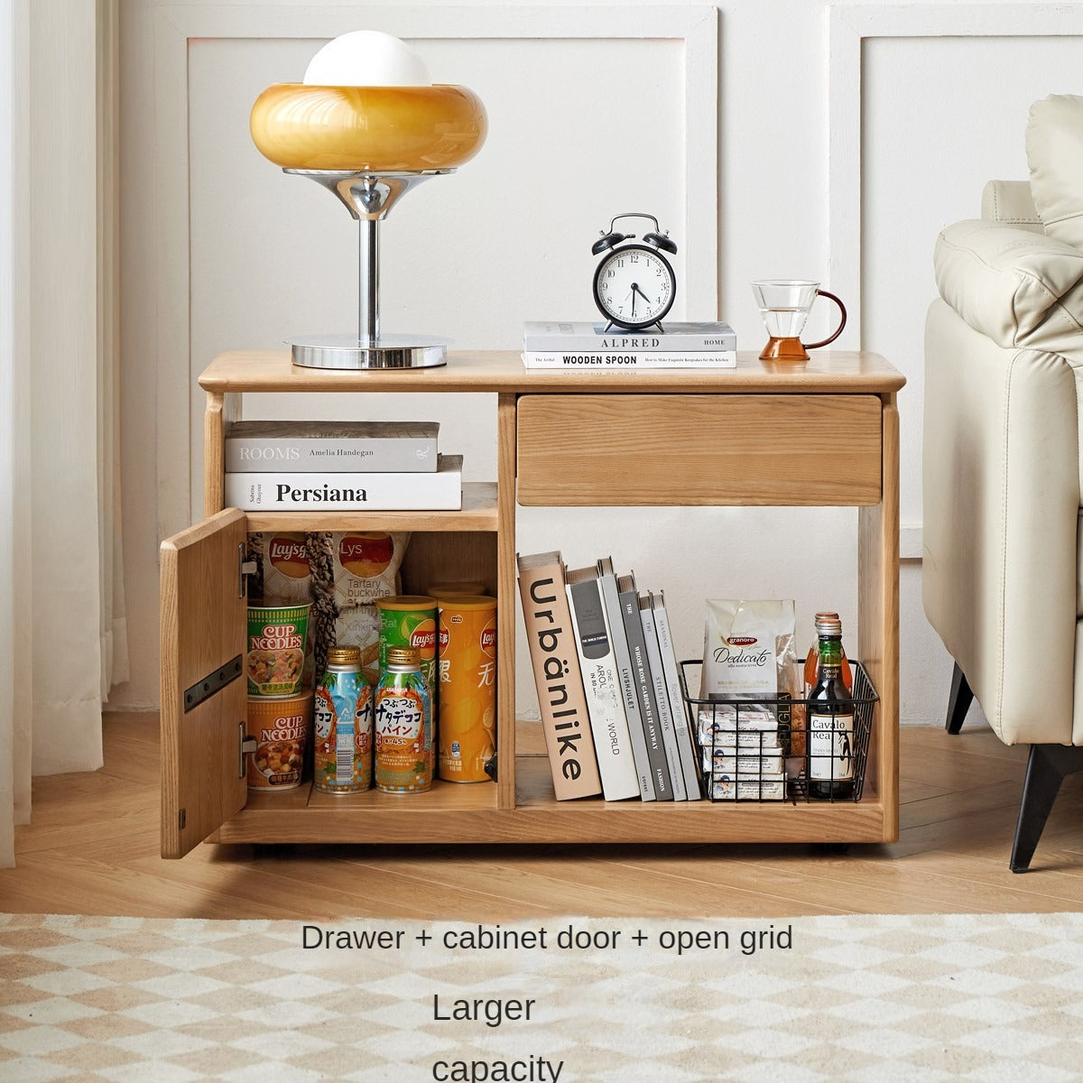 Oak, Black Walnut, Ash Solid Wood Mobile Side Table