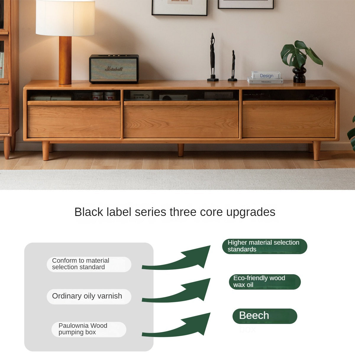 Cherry Solid Wood TV Cabinet.