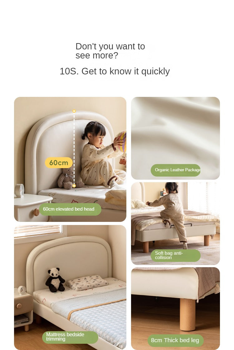 Cream style Organic Leather kid's Bed<