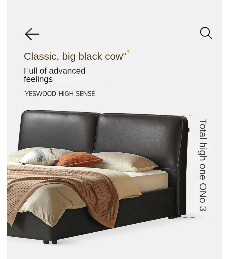 First Layer Of Yellow Cowhide Black Bed