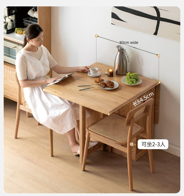 Ash, Oak Solid Wood Folding Dining Table
