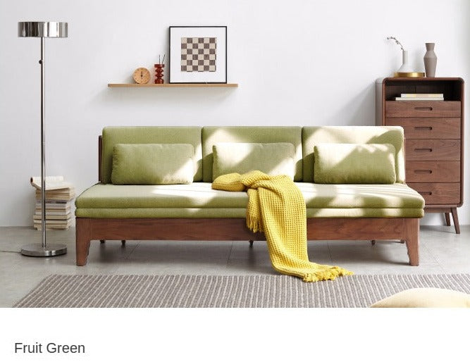 Oak Solid Wood Sofa Bed Dual-purpose Foldable Telescopic Bed