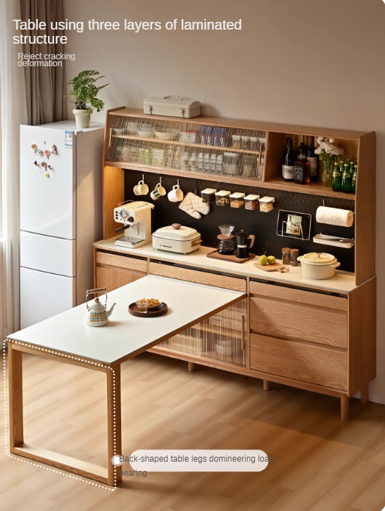 Oak Solid Wood Rock Plate Dining Sideboard