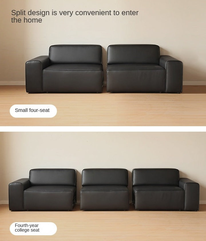 Organic Leather Art Sofa Retractable Bed Big Black Bull Electric Sofa Bed.