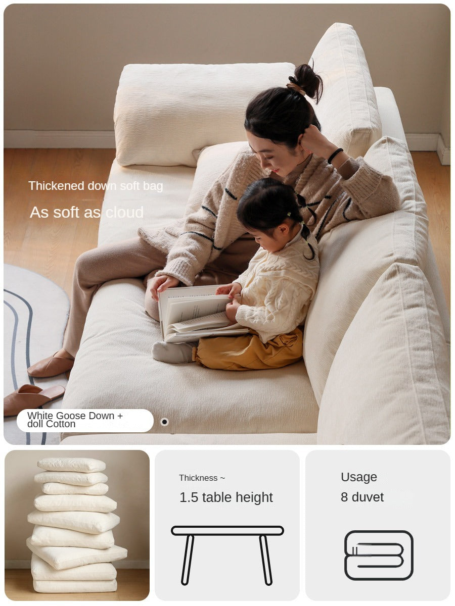 Fabric White Cream Style Down Sofa.