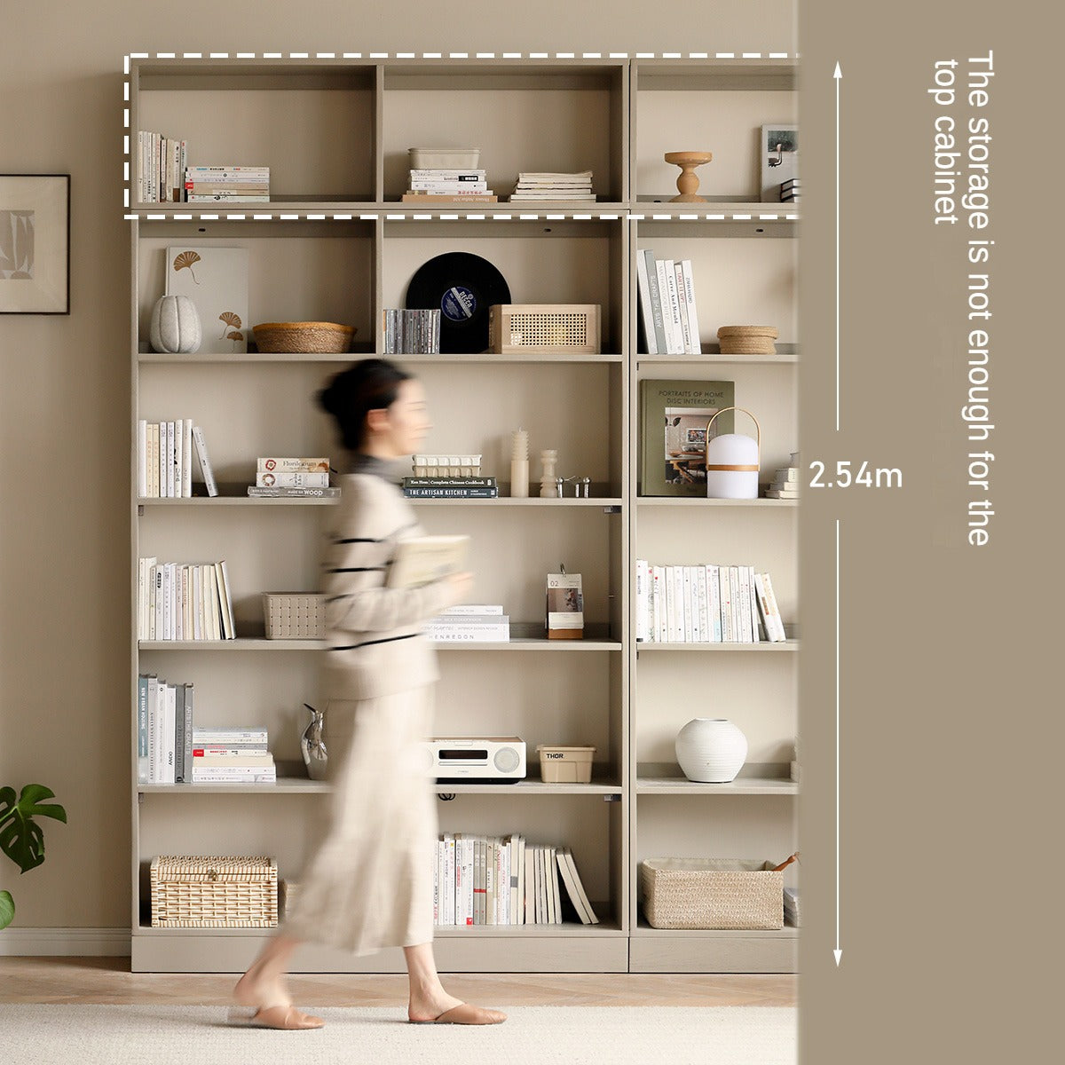 Oak Solid Wood Bookcase Full Wall Bookshelf Light Luxury Display Cabinet.