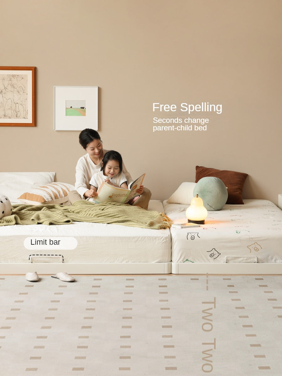 Birch solid wood platform bed, headboard-free bed floor bed cream style