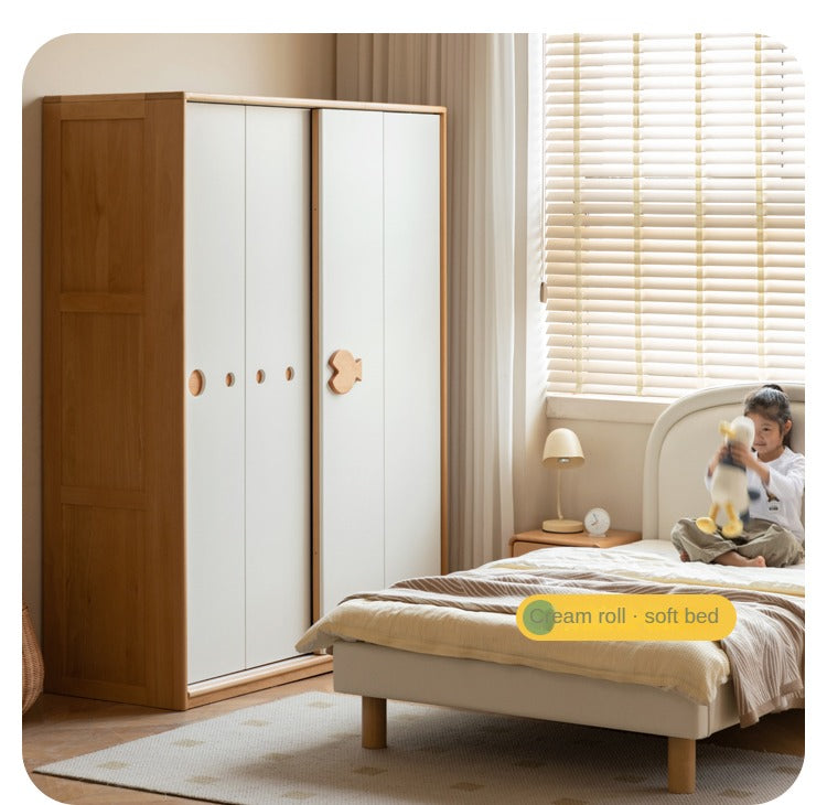 Beech Solid Wood Kids Wardrobe Sliding Door