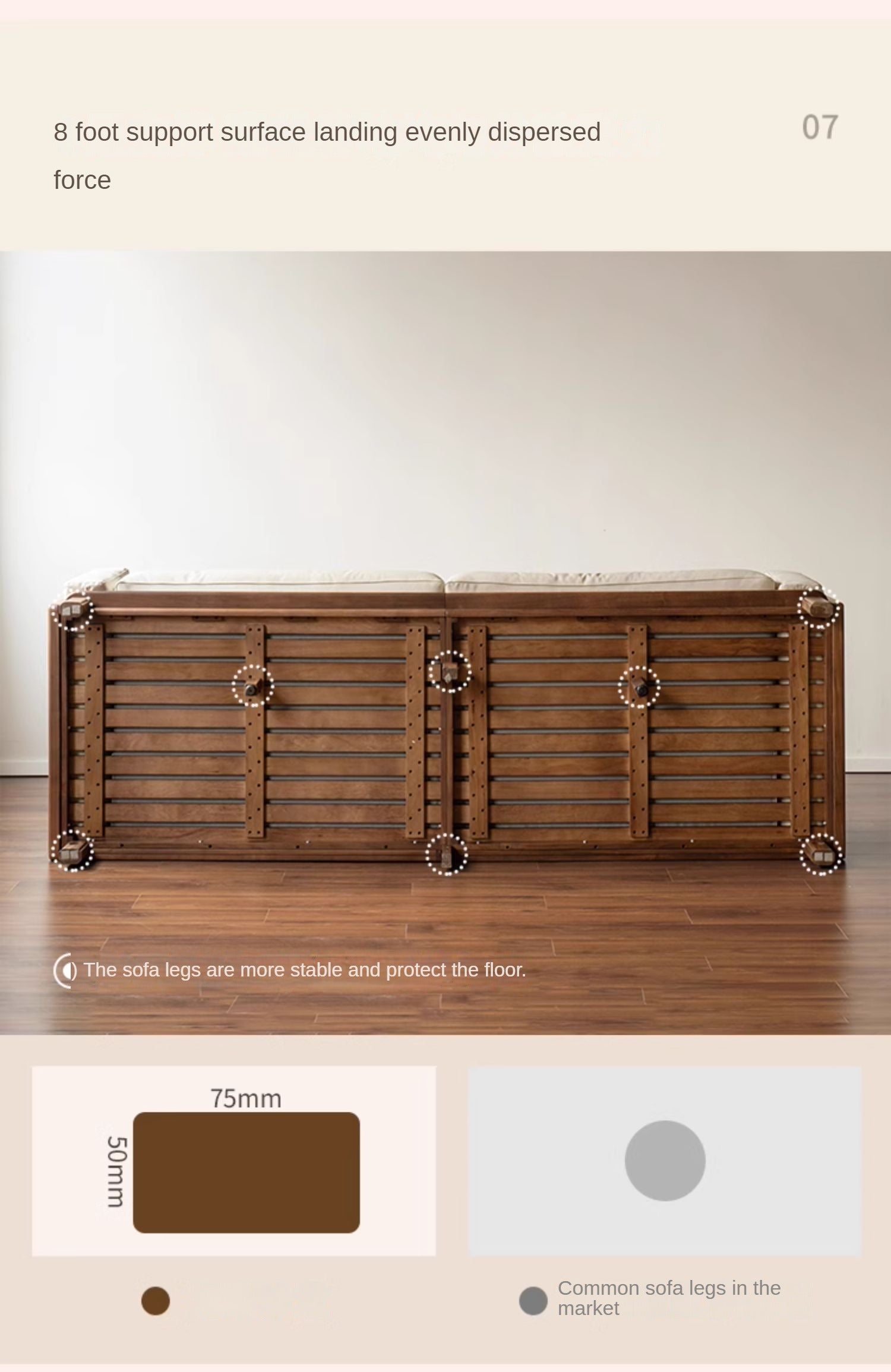 Black Walnut, Ash Solid Wood Leather High Back Sofa,