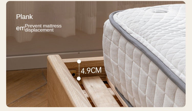 Ash Solid Wood Genuine Leather High Soft Back Bed