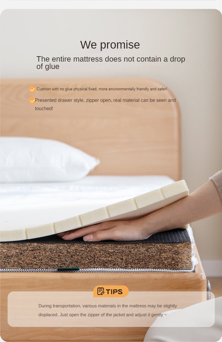 Eco-Friendly Children's Mattress Zero-Glue Firm Mattress with Natural Jute, Coconut Fiber, and Spring Support 15cm, 8 cm