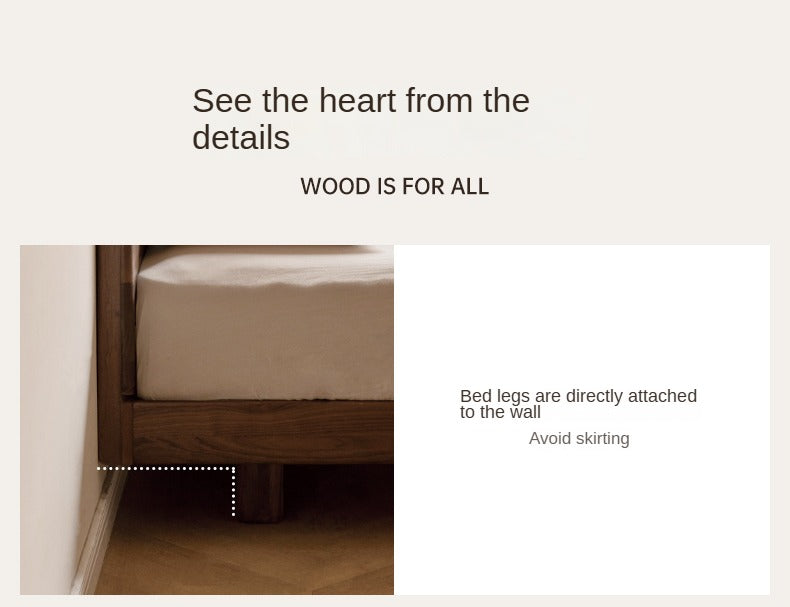 Black Walnut, Oak, Catalpa Solid Wood Floating Bed with Modern Minimalist Design