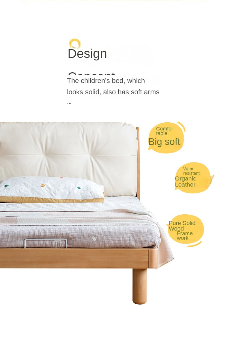 Cream style Organic Leather kid's Bed<