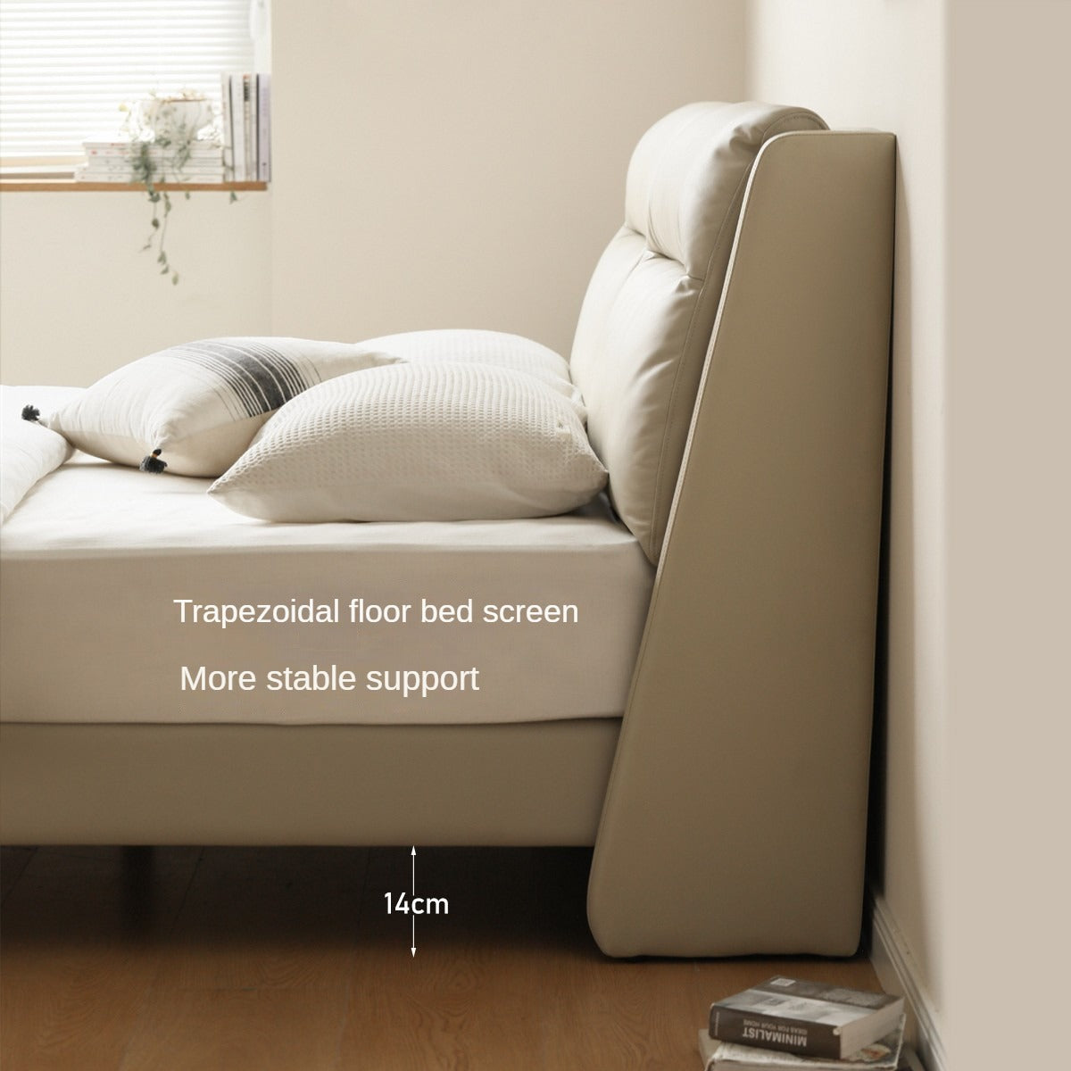 Cream Style Leather First Layer Cowhide Bed