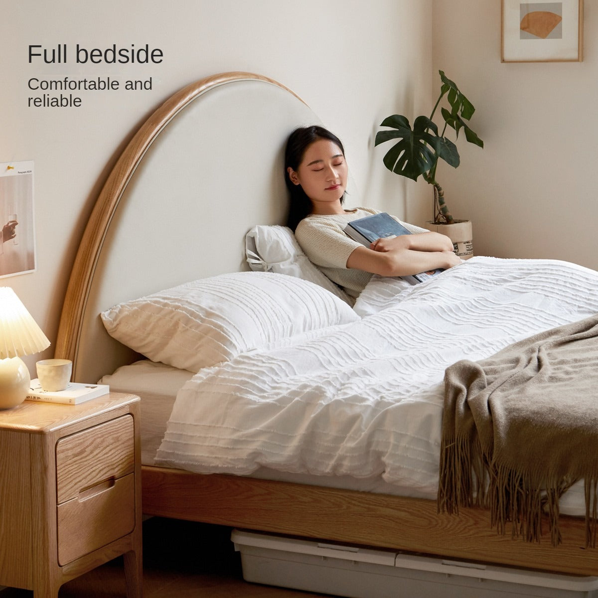 Oak Solid Wood Sunrise Bed Technology Cloth