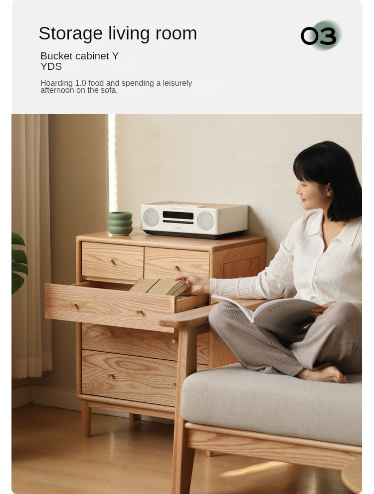 Oak Solid Wood, Solid RubberWood Nordic Chest of Drawers