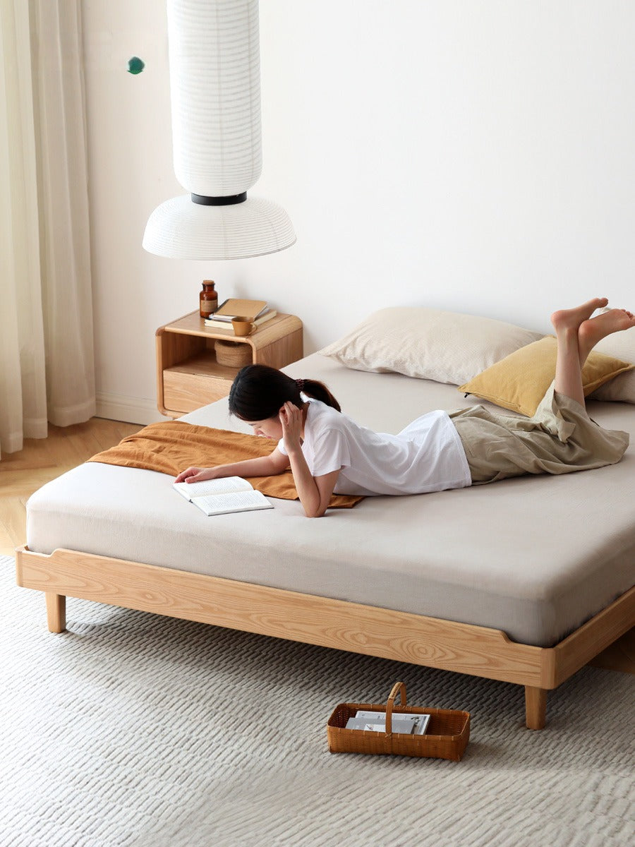 Ach, Oak solid wood platform bed, headboard-free bed
