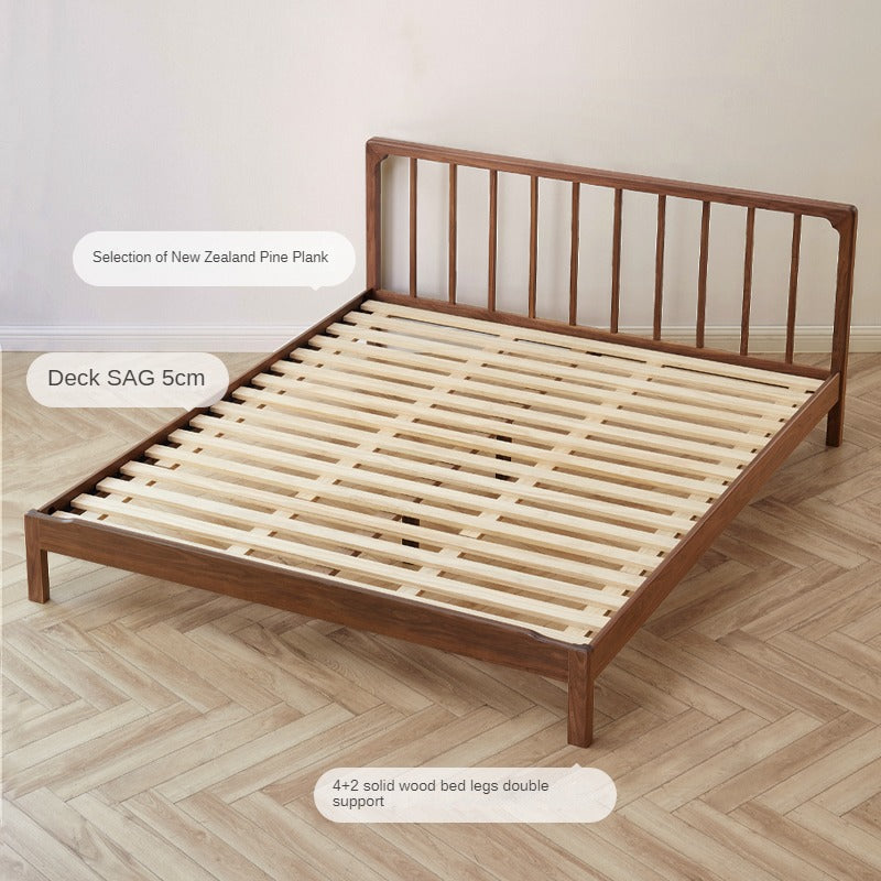 Ash, Black Walnut Solid Wood Nordic Simple Bed