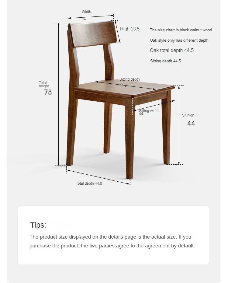 Black Walnut, Ash, Oak Solid Wood Dining Chair Set of 4