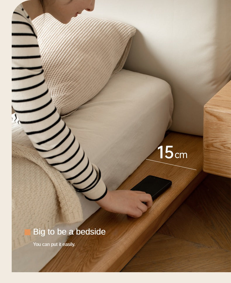 Oak solid wood Leather Technology Fabric Soft Bed floating platform bed