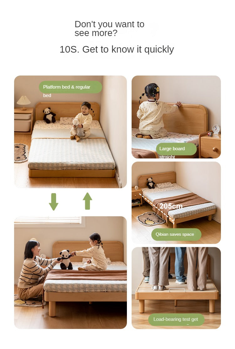Beech Solid Wood Children's, Montessori Floor Bed<