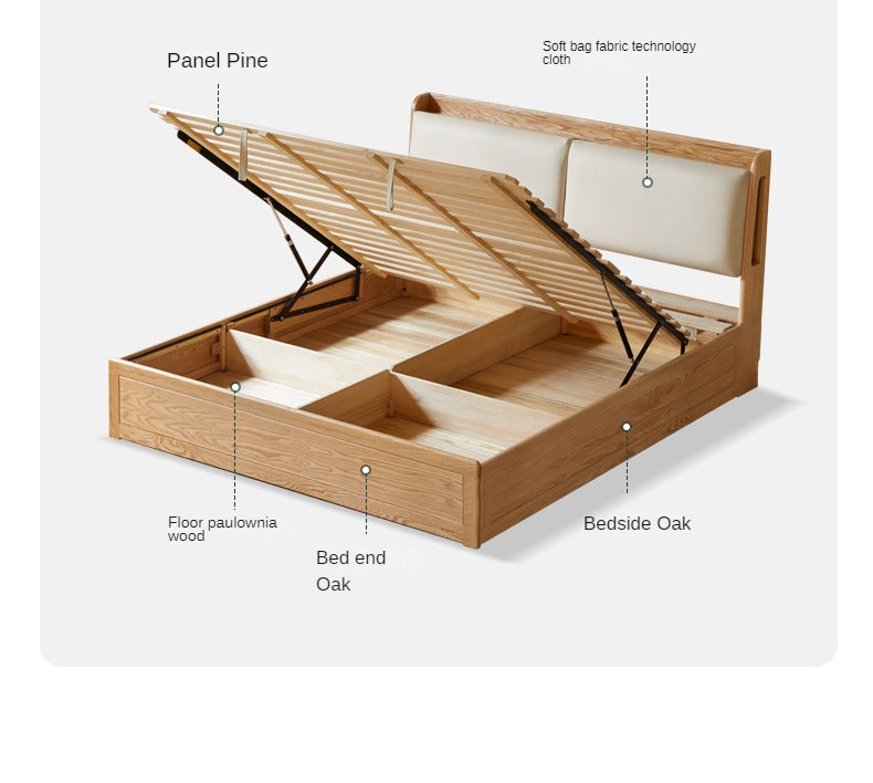 Oak Solid Wood Box Bed Storage Technology Cloth