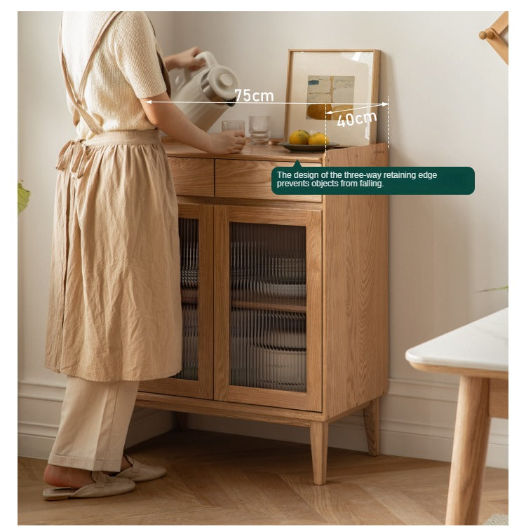 Oak Solid Wood, Solid RubberWood Nordic Modern Sideboard