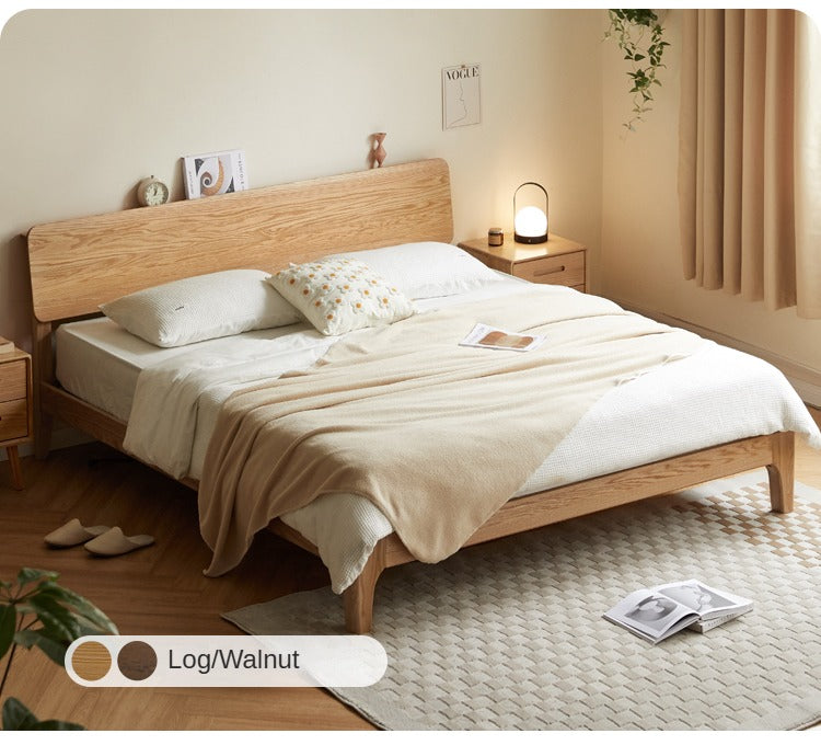 Oak Solid Wood,Rubber Wood Bed Modern Nordic