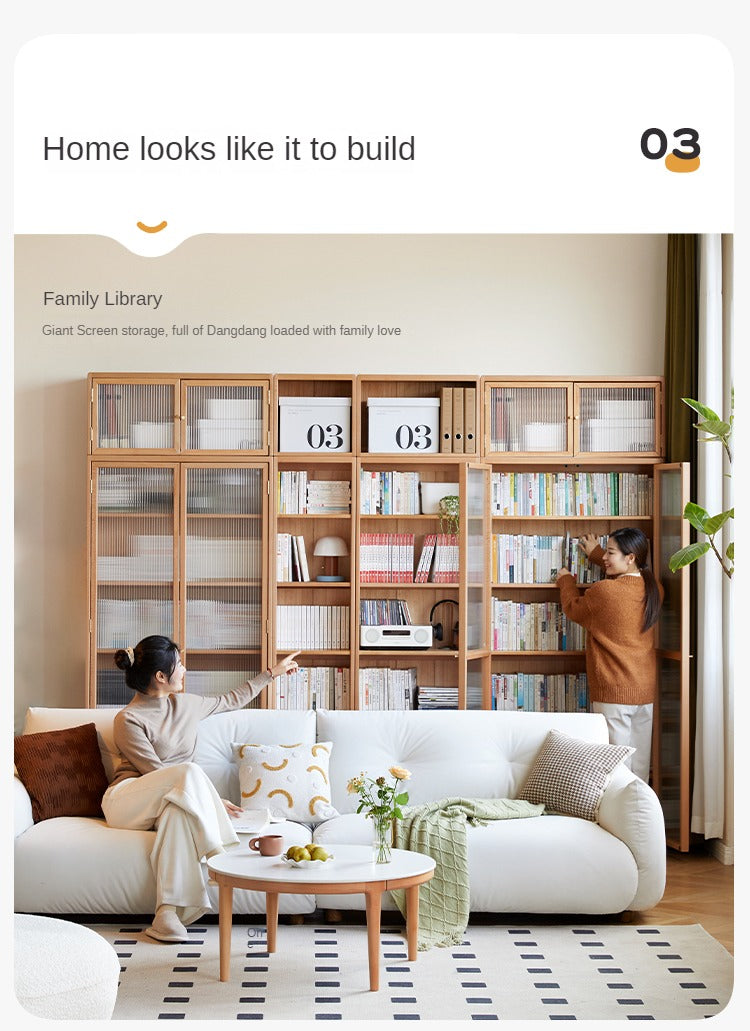 Beech European Solid Wood Bookcase Combination Cabinet