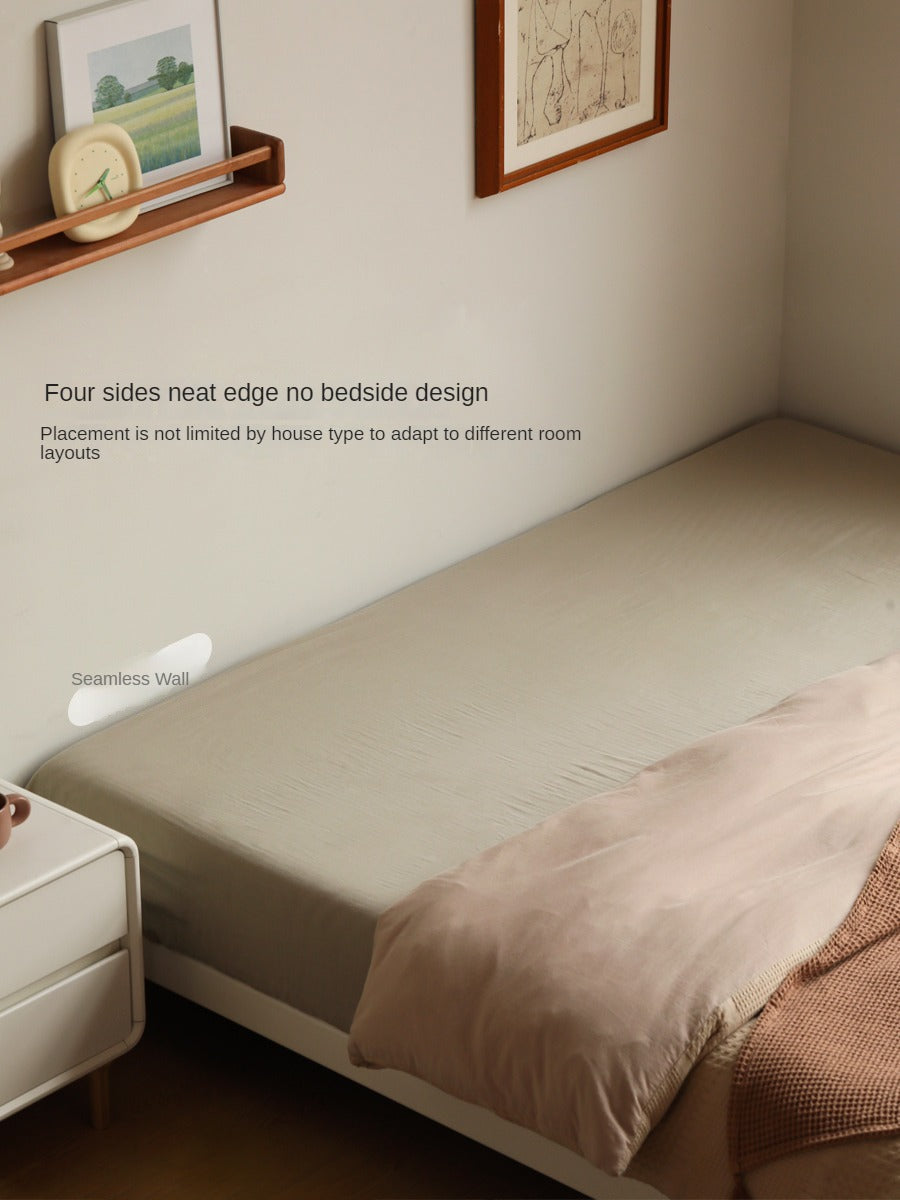 Poplar solid wood platform bed, headboard-free bed
