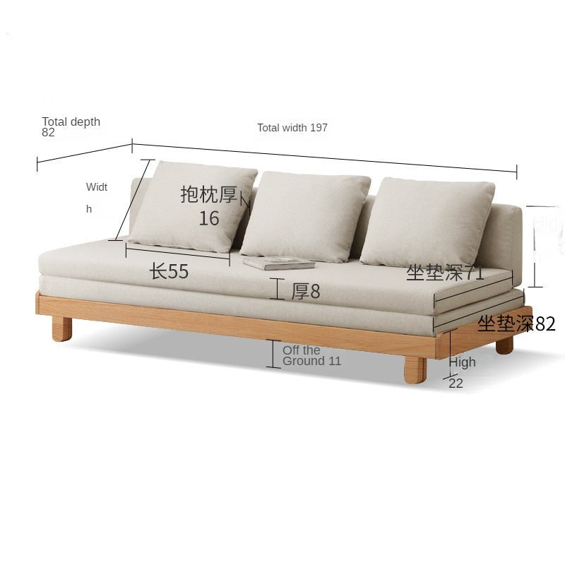 Oak, Beech solid wood sofa bed+