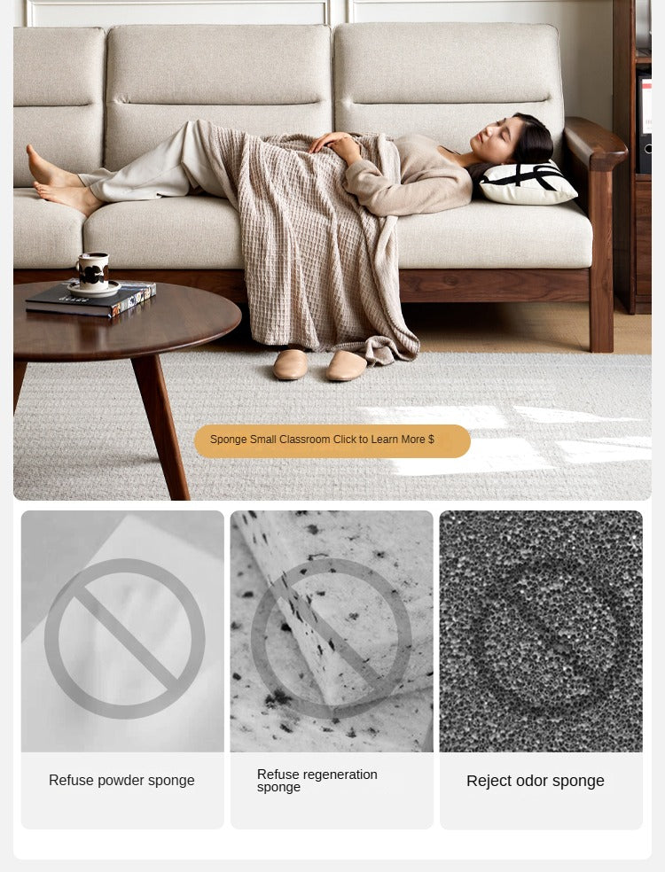 Sandalwood, Black Walnut Solid Wood Fabric Sofa.