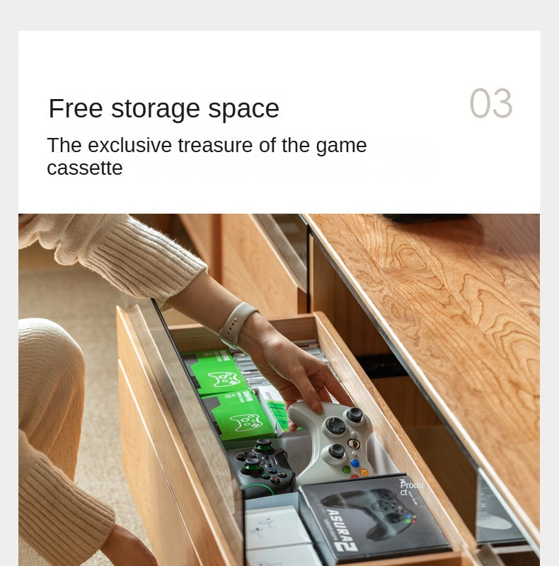 Cherry Solid Wood TV Cabinet Modern Simple))