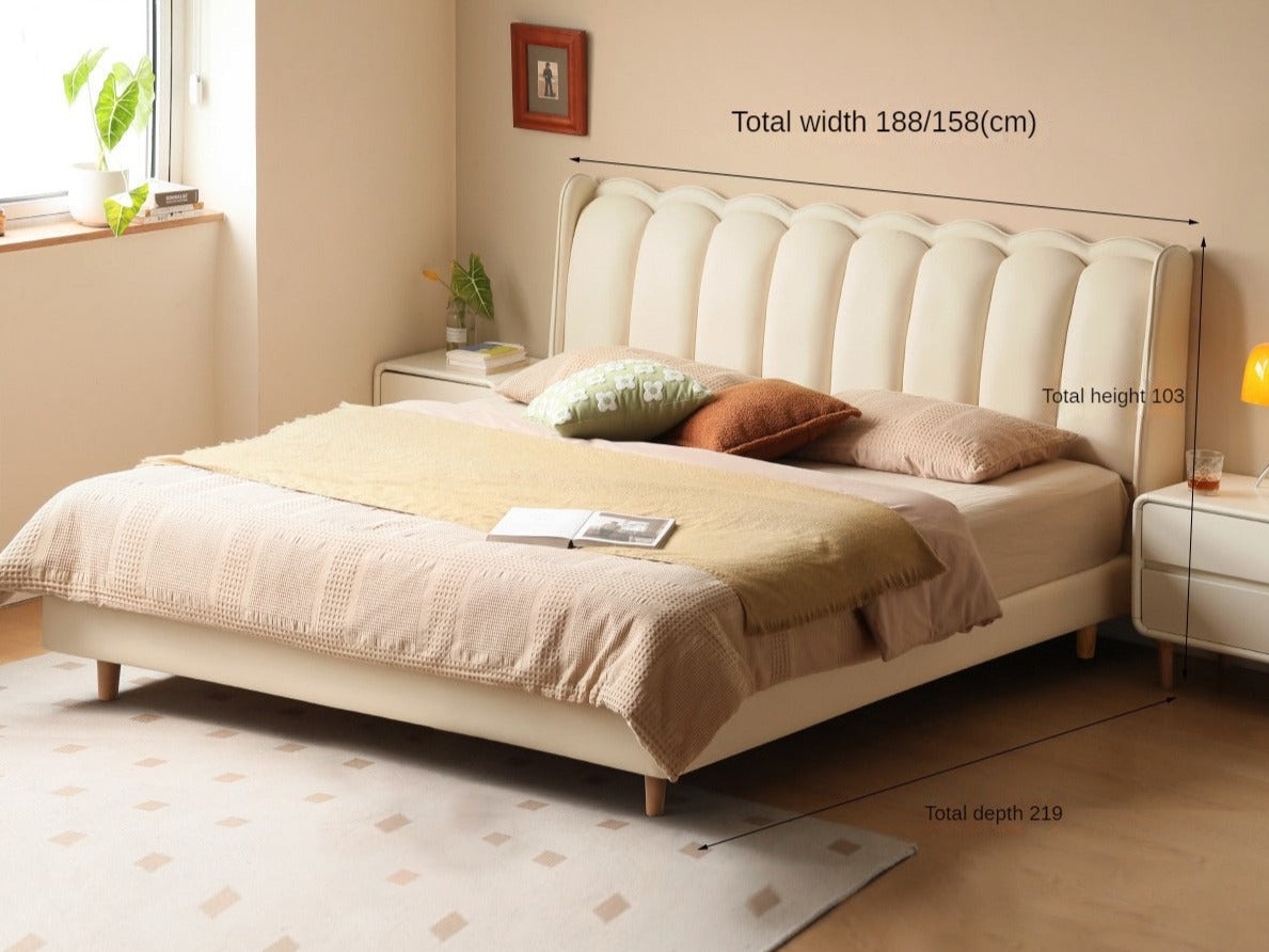 Organic Leather Art Bed Cream Style Modern