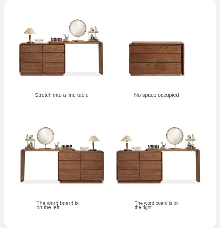 Black Walnut, Golden Sandalwood Telescopic Vanity Table.