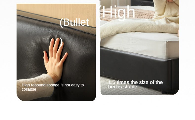 First Layer Of Yellow Cowhide Black Bed