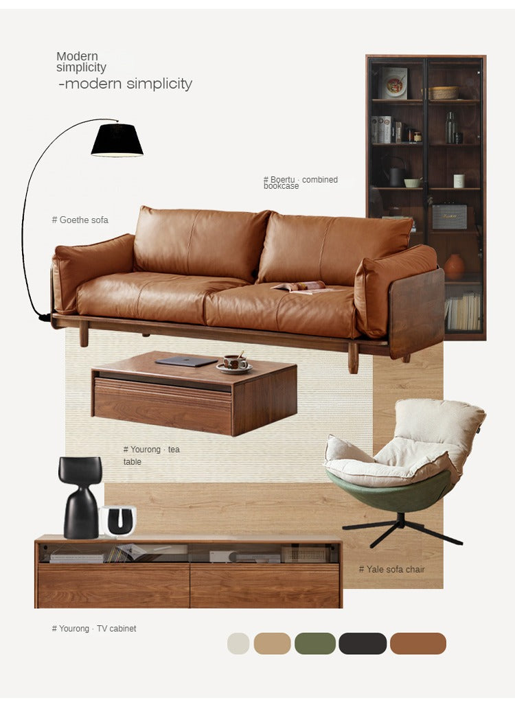 Black Walnut, Oak Solid Wood TV Cabinet LED Light Floor Cabinet.