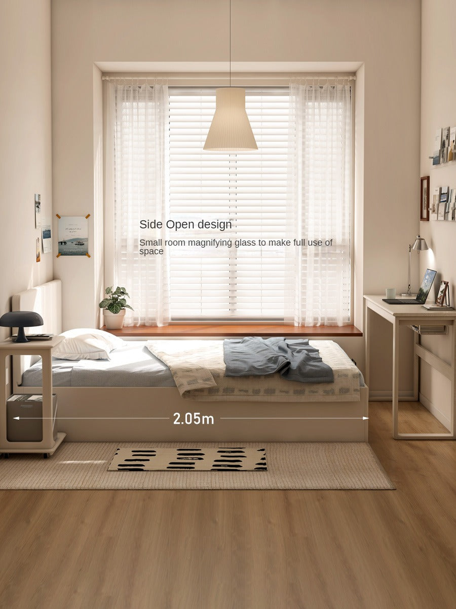 Rubber wood, Poplar solid wood white open box bed