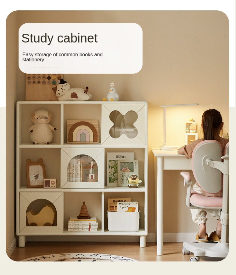 Rubber Solid Wood Modern Cream Style Floor Children's Bookcase