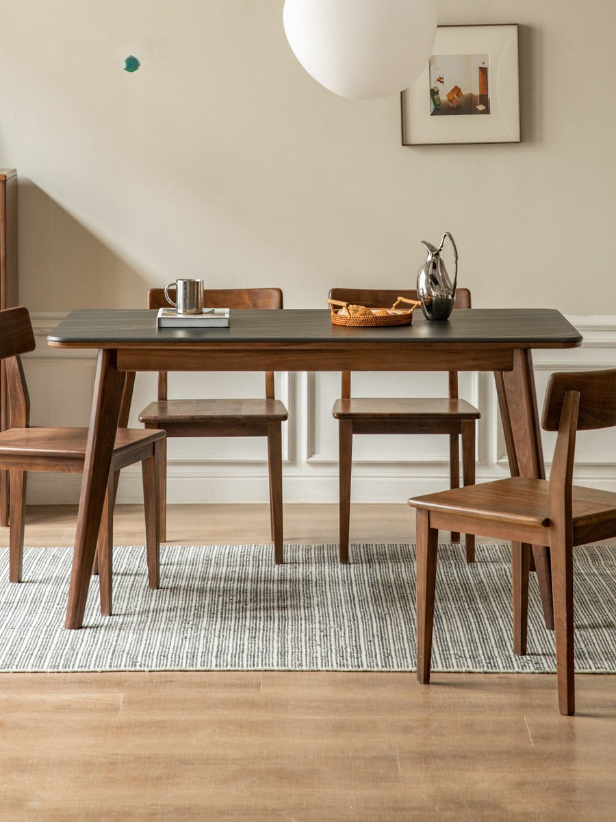 Ash, Black Walnut, Sandalwood Solid Wood Rock Plate Nordic Dining Table