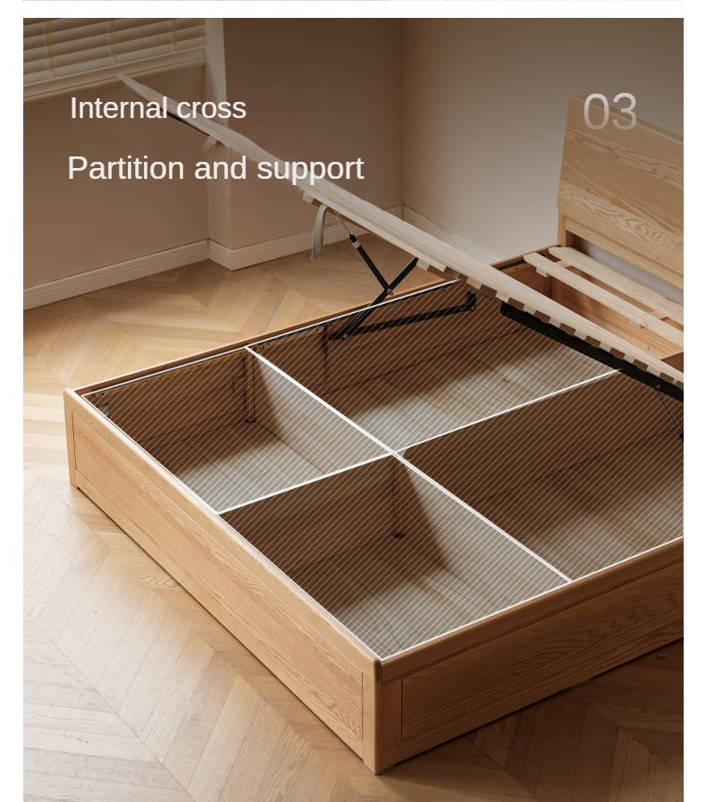 Oak,Rubberwood Solid Wood Box Simple Bed Log Style