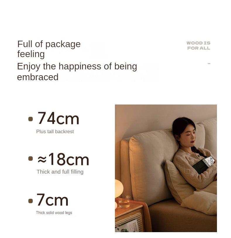 Fabric Soft Bed White Cream Style