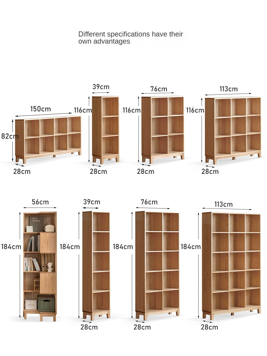Oak Solid Wood Floor To Ceiling Bookshelve