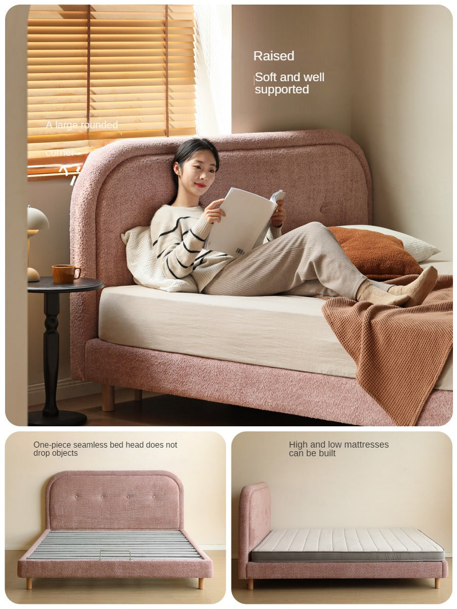 Fabric Pink Bed French Style