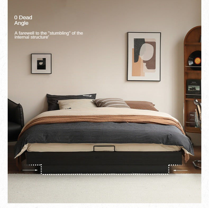 Oak Solid Wood Suspended Box Platform Bed, Headboard-Free Bed.