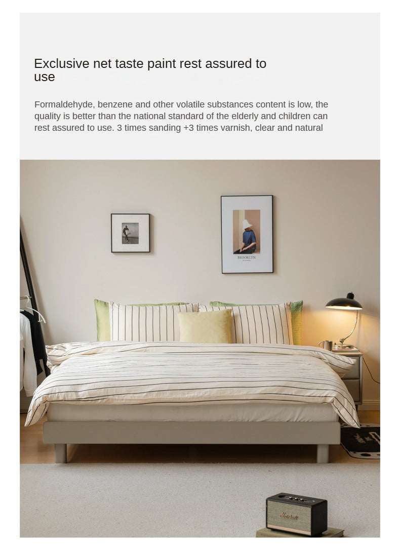 Poplar solid wood Platform Bed, Headboard-Free Bed,