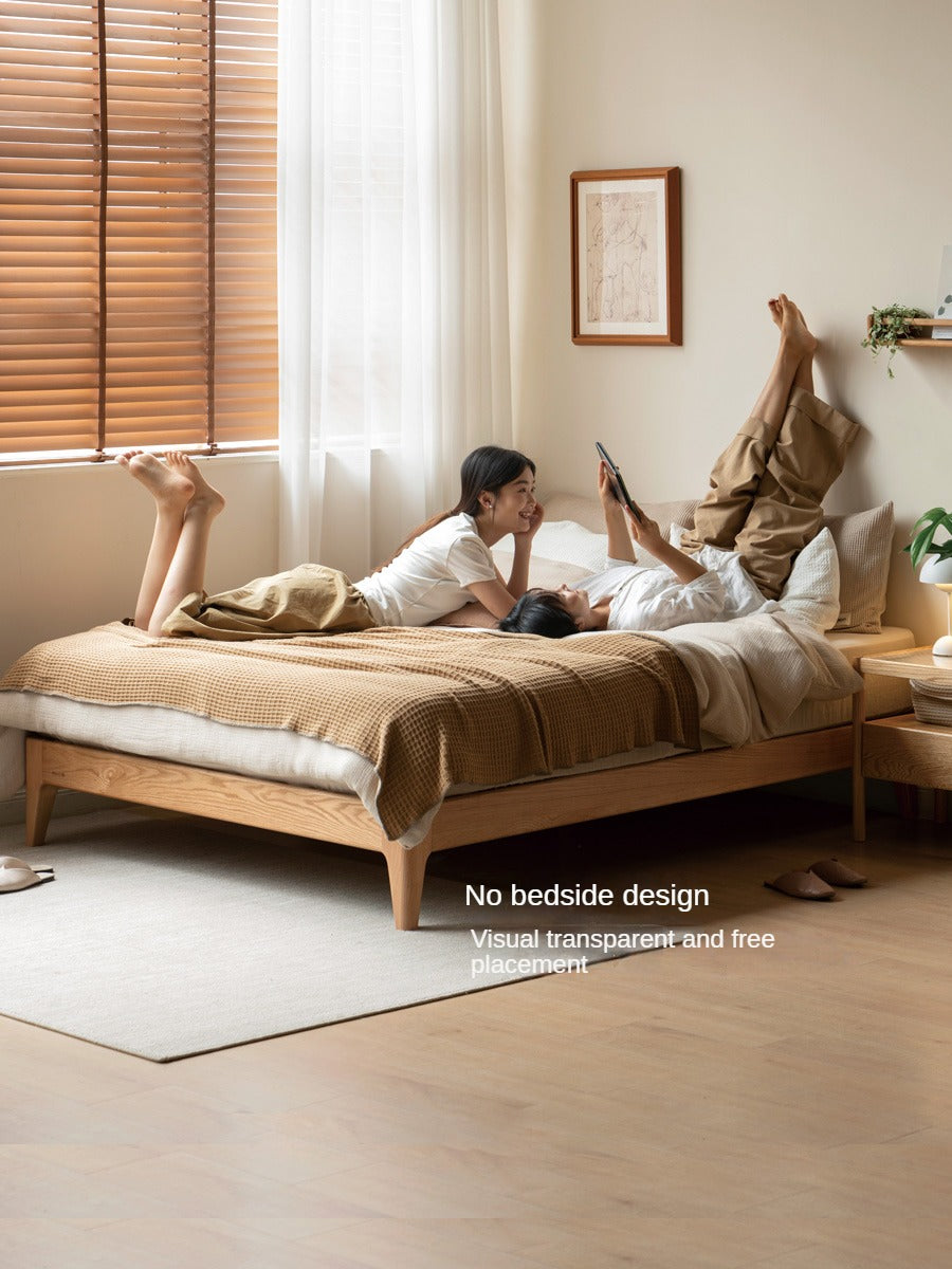 Oak, Ash Solid Wood Platform Bed, Headboard-Free Bed Modern Minimalist