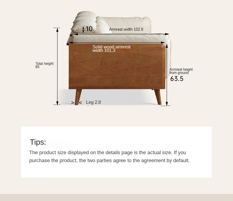 Cherry Solid Wood Black Label Leather Down Sofa.