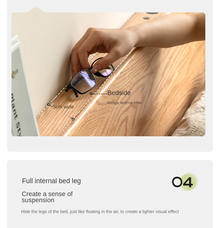 Oak Solid Wood Modern Suspension Bed