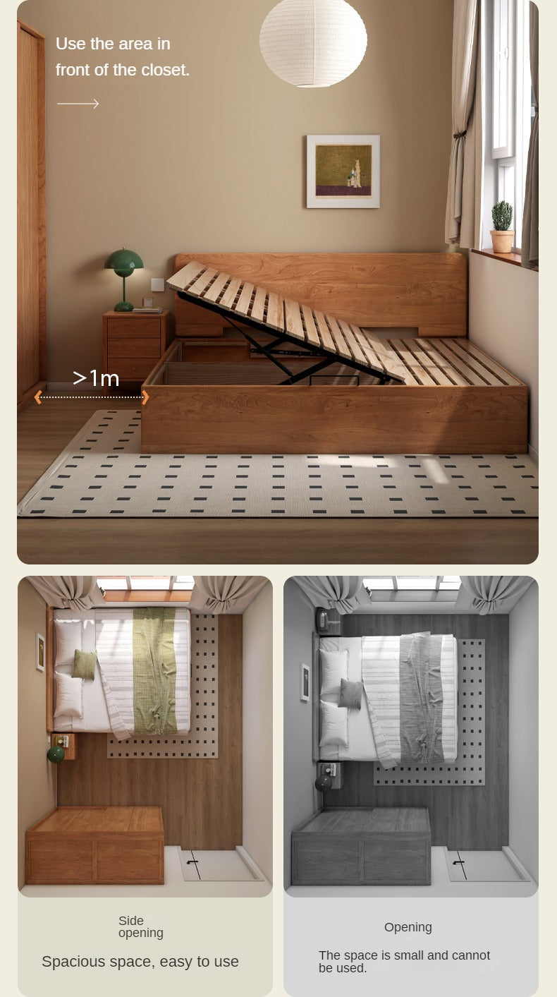 Cherry Solid Wood Box Bed